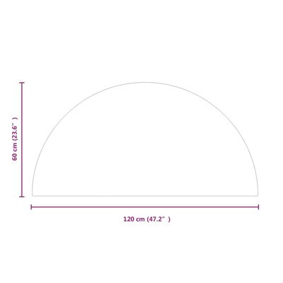 vidaXL Placă de sticlă pentru șemineu, semi-rotundă, 1200x600 mm