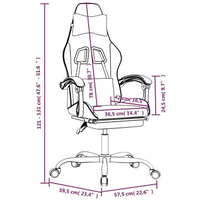 vidaXL Scaun gaming pivotant/suport picioare negru/albastru piele eco