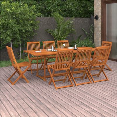 vidaXL Set mobilier de grădină 9 piese 220x90x75 cm, lemn masiv acacia