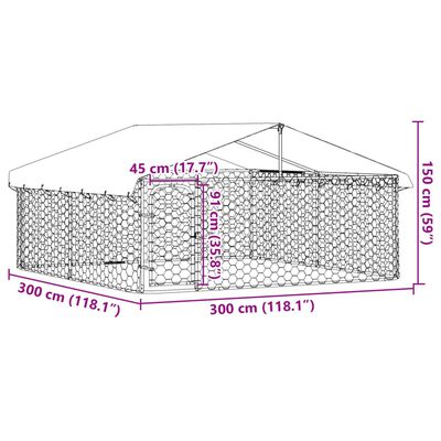 vidaXL Padoc pentru câini de exterior, cu acoperiș, 300x300x150 cm