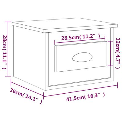 vidaXL Noptiere de perete, 2 buc., alb, 41,5x36x28 cm