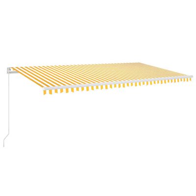 vidaXL Copertină retractabilă manual cu LED, galben și alb, 600x300 cm