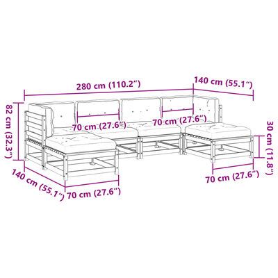 vidaXL Set canapele de grădină cu perne, 6 piese, lemn masiv de pin