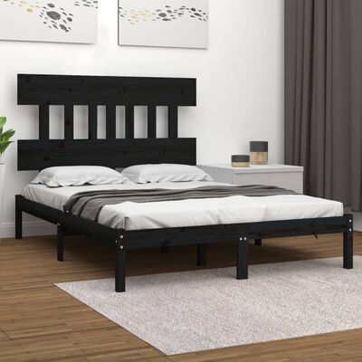 vidaXL Cadru de pat Super King, negru, 180x200 cm, lemn masiv