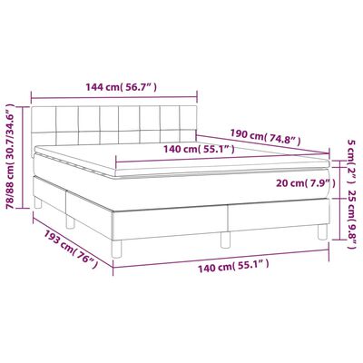 vidaXL Pat box spring cu saltea, albastru închis, 140x190 cm, catifea