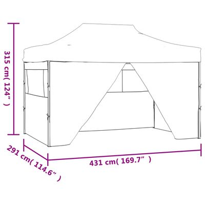 vidaXL Cort de petrecere pliabil cu 4 pereți, alb, 3 x 4,5 m