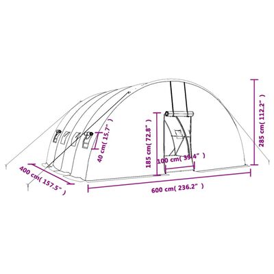 vidaXL Seră cu cadru din oțel, verde, 24 m², 6x4x2,85 m