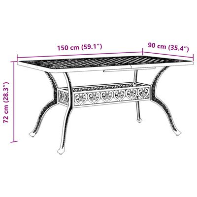 vidaXL Masă de grădină, bronz, 150x90x72 cm, aluminiu turnat