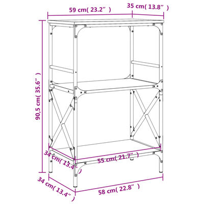 vidaXL Bibliotecă 3 niveluri stejar sonoma 59x35x90,5cm lemn prelucrat