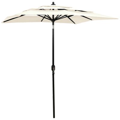 vidaXL Umbrelă de soare 3 niveluri, stâlp de aluminiu, nisipiu, 2x2 m