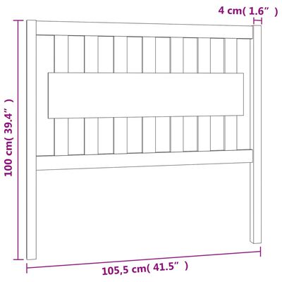 vidaXL Tăblie de pat, gri, 105,5x4x100 cm, lemn masiv de pin