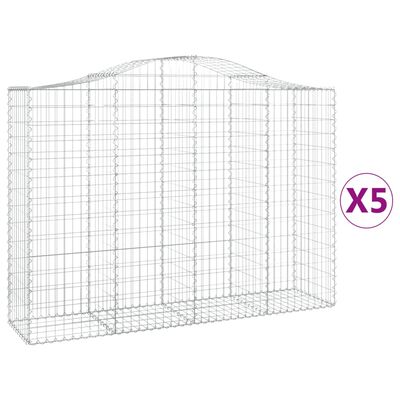 vidaXL Coșuri gabion arcuite 5 buc, 200x50x140/160 cm, fier galvanizat