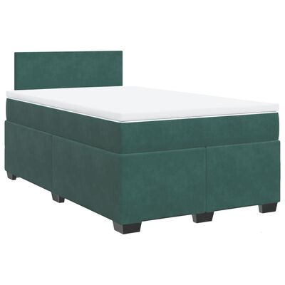 vidaXL Pat box spring cu saltea, verde închis, 120x200 cm, catifea