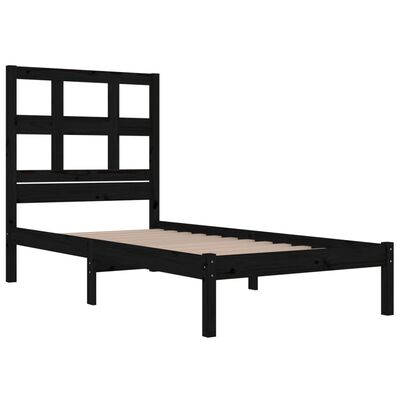 vidaXL Cadru de pat single, negru, 90x190 cm, lemn masiv de pin