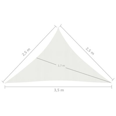 vidaXL Pânză parasolar, alb, 2,5 x 2,5 x 3,5 m, HDPE, 160 g/m²