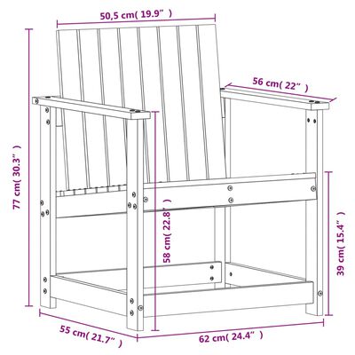 vidaXL Scaun de grădină, 62x56x77 cm, lemn masiv de pin