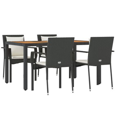 vidaXL Set mobilier de grădină cu perne, 5 piese, negru, poliratan