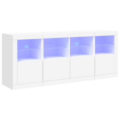 vidaXL Servantă cu lumini LED, alb, 163x37x67 cm