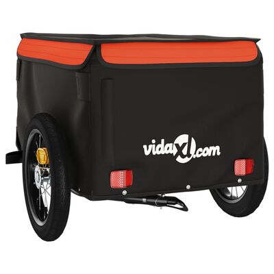 vidaXL Remorcă pentru biciclete negru/portocaliu, 30 kg, fier