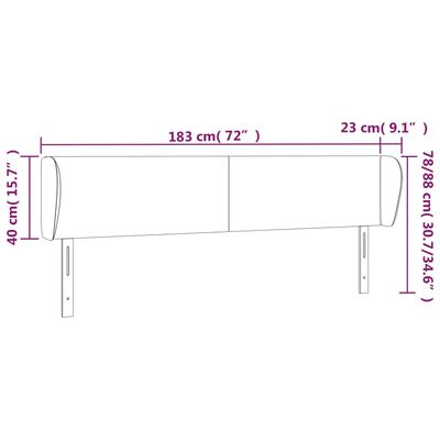 vidaXL Tăblie de pat cu aripioare negru 183x23x78/88cm piele ecologică