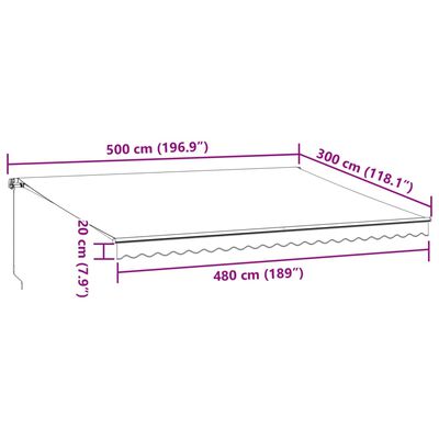 vidaXL Copertină retractabilă manual cu LED, antracit/alb, 500x300 cm