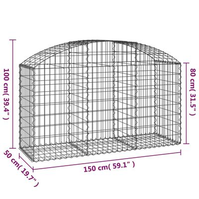 vidaXL Coș gabion arcuit, 150x50x80/100 cm, fier galvanizat