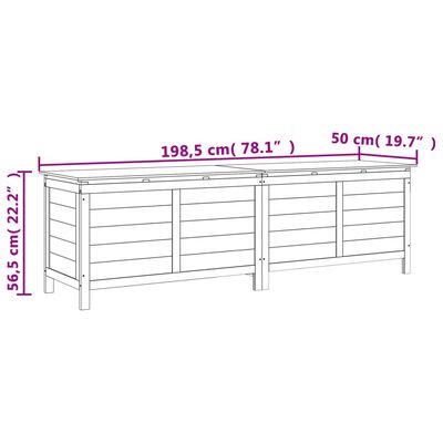 vidaXL Ladă depozitare de grădină alb 198,5x50x56,5 cm lemn masiv brad