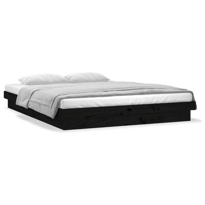 vidaXL Cadru de pat cu LED, negru, 200x200 cm, lemn masiv