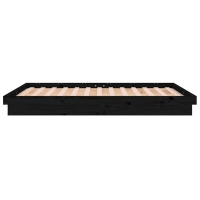 vidaXL Cadru de pat cu LED, negru, 200x200 cm, lemn masiv