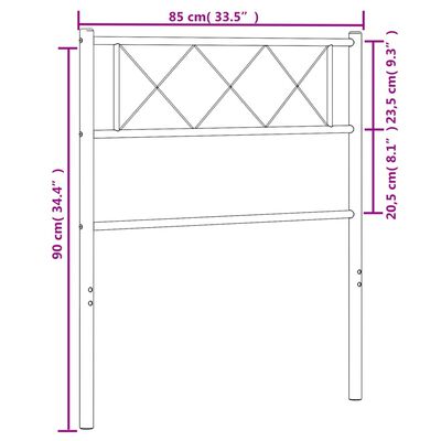 vidaXL Tăblie de pat metalică, negru, 80 cm