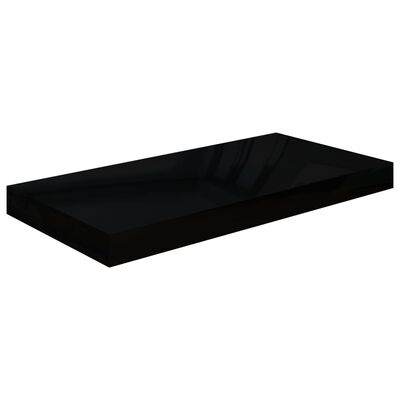 vidaXL Rafturi de perete, 4 buc., negru extralucios, 50x23x3,8 cm, MDF