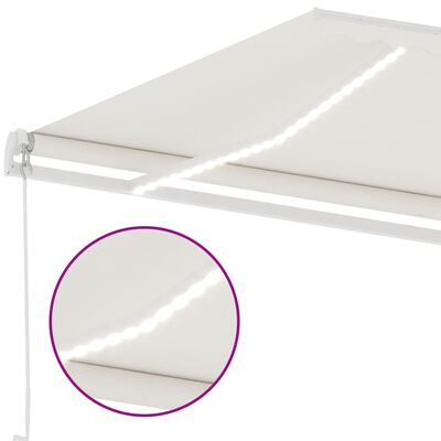 vidaXL Copertină retractabilă manual cu LED, crem, 600x300 cm