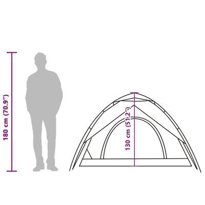 vidaXL Cort de camping cupolă 2 persoane, setare rapidă, albastru