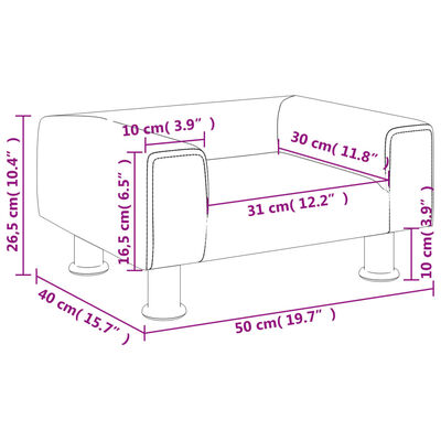 vidaXL Canapea pentru copii, crem, 50x40x26,5 cm, catifea