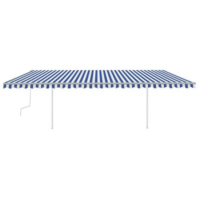 vidaXL Copertină retractabilă manual cu LED, albastru/alb, 6x3,5 m