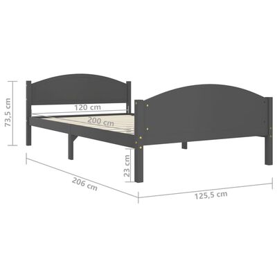 vidaXL Cadru de pat, gri închis, 120x200 cm, lemn masiv de pin