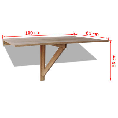 vidaXL Masă de perete pliabilă, culoare stejar, 100 x 60 cm