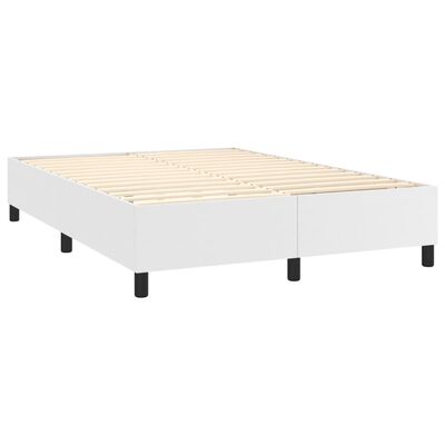 vidaXL Pat cu arcuri, cu saltea și LED, alb, 100x200 cm, piele eco