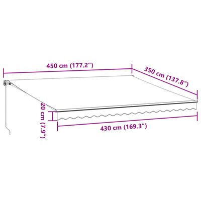 vidaXL Copertina retractabilă manual cu LED, maro, 450x350 cm