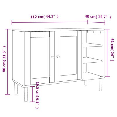 vidaXL Servantă SENJA, aspect ratan maro, 112x40x80 cm, lemn masiv pin