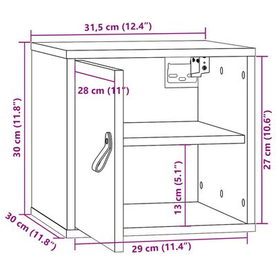 vidaXL Dulapuri de perete, 2 buc., alb, 31,5x30x30 cm, lemn masiv pin