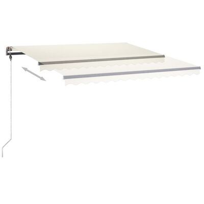 vidaXL Copertină retractabilă manual cu LED, crem, 400x350 cm