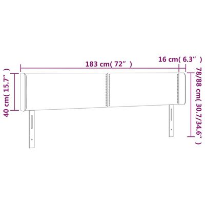 vidaXL Tăblie de pat cu aripioare gri închis 183x16x78/88 cm catifea