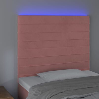 vidaXL Tăblie de pat cu LED, roz, 100x5x118/128 cm, catifea