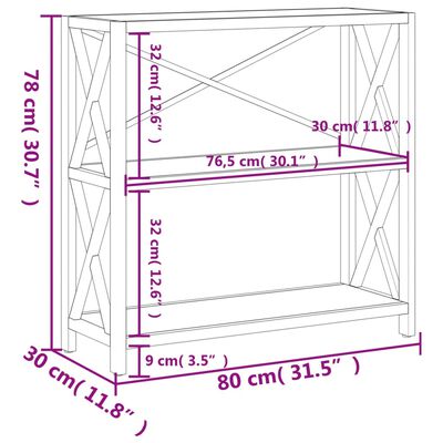 vidaXL Raft cu 3 niveluri, 80x30x78 cm, lemn masiv de stejar