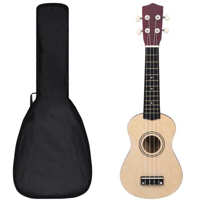 vidaXL Set ukulele soprano, cu husă, pentru copii, natural, 21"