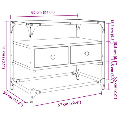 vidaXL Dulap TV blat sticlă, gri sonoma, 60x35x51 cm lemn prelucrat