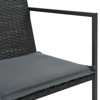 vidaXL Set mobilier de exterior cu perne, 5 piese, negru, poliratan