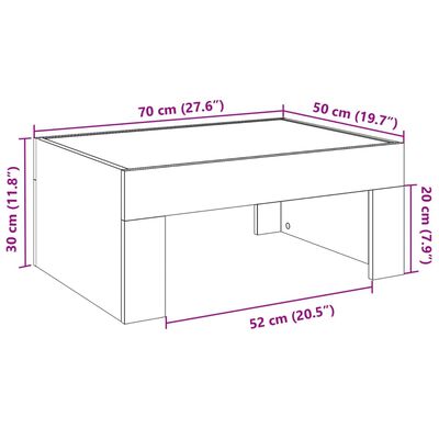 vidaXL Măsuță de cafea cu LED infinity, stejar sonoma, 70x50x30 cm