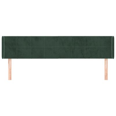 vidaXL Tăblie de pat cu aripioare verde închis 203x16x78/88 cm catifea